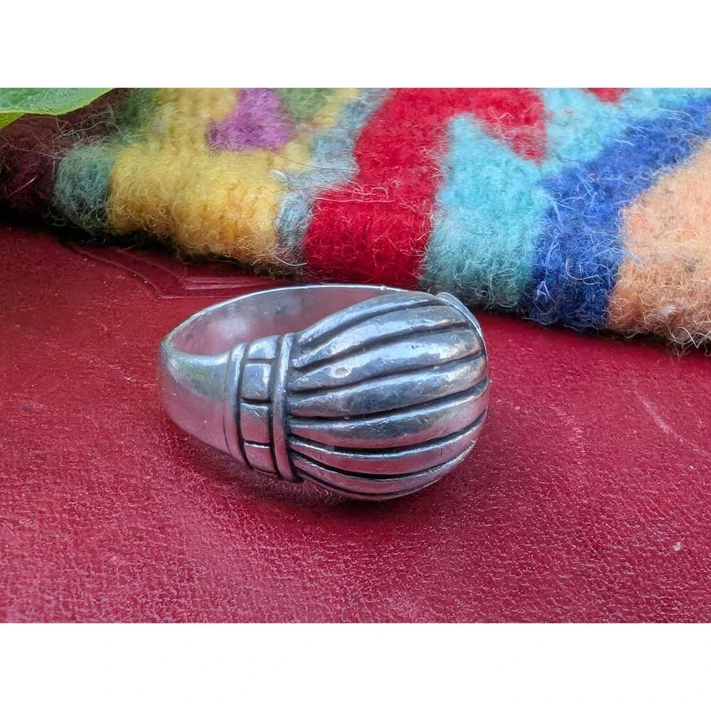 Vintage Sterling Silver Dome Ring Size 7